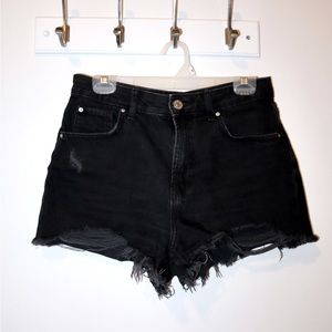 Primark. Black high waisted ripped shorts. Size 8